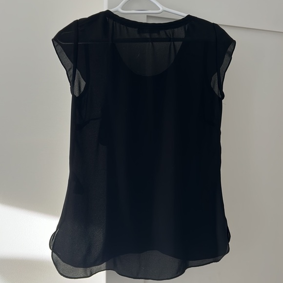 Sheer black cap sleeved dress tee. - Picture 4 of 4